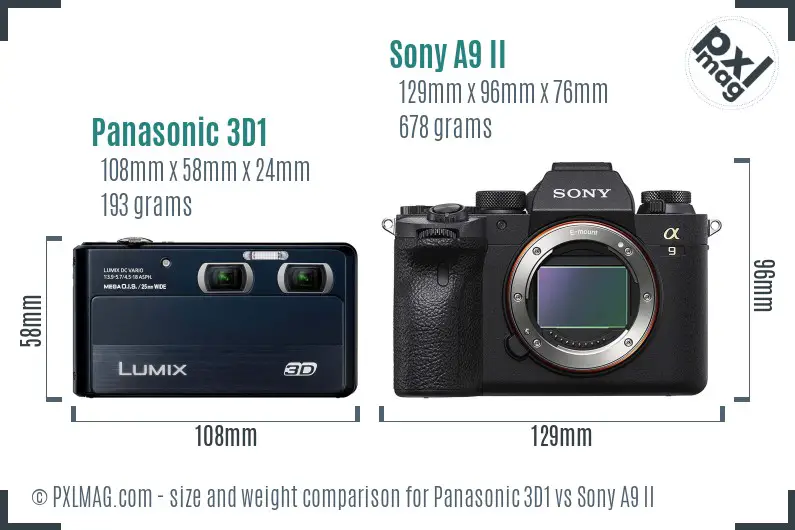 Panasonic 3D1 vs Sony A9 II size comparison