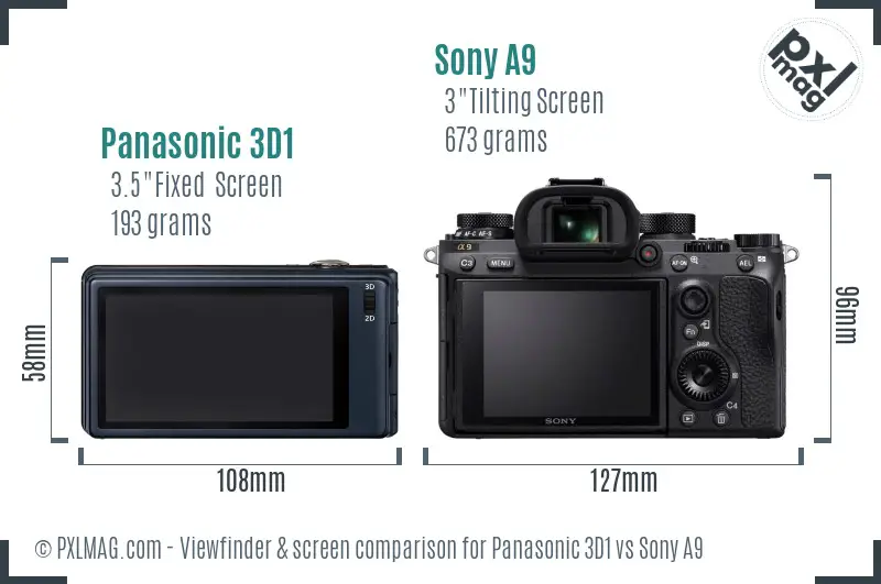 Panasonic 3D1 vs Sony A9 Screen and Viewfinder comparison