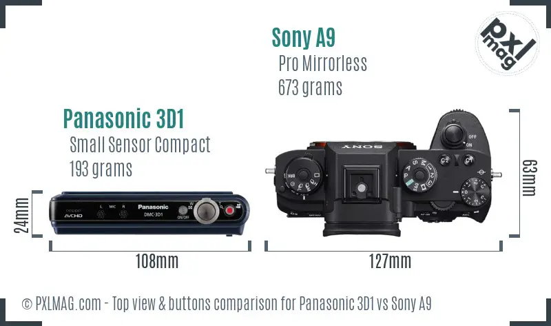 Panasonic 3D1 vs Sony A9 top view buttons comparison