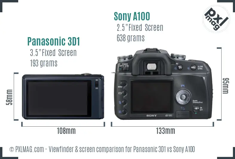 Panasonic 3D1 vs Sony A100 Screen and Viewfinder comparison