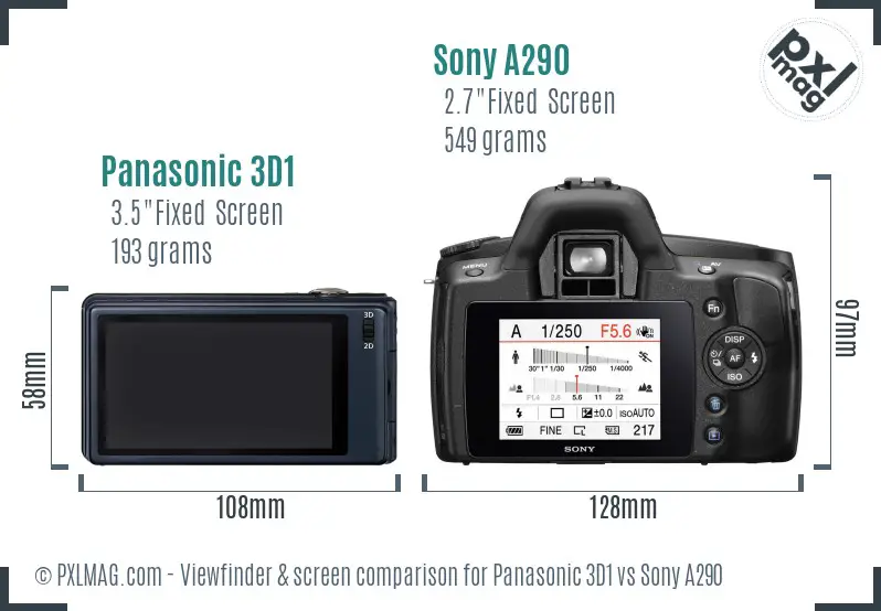 Panasonic 3D1 vs Sony A290 Screen and Viewfinder comparison