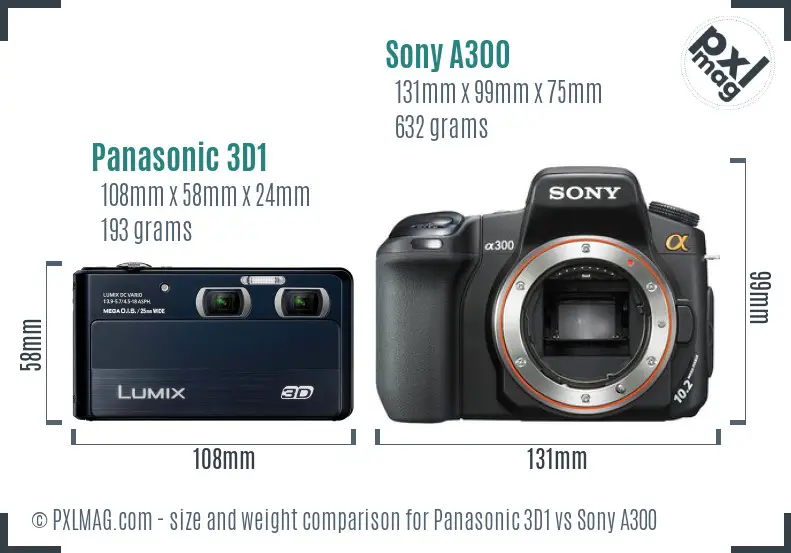 Panasonic 3D1 vs Sony A300 size comparison