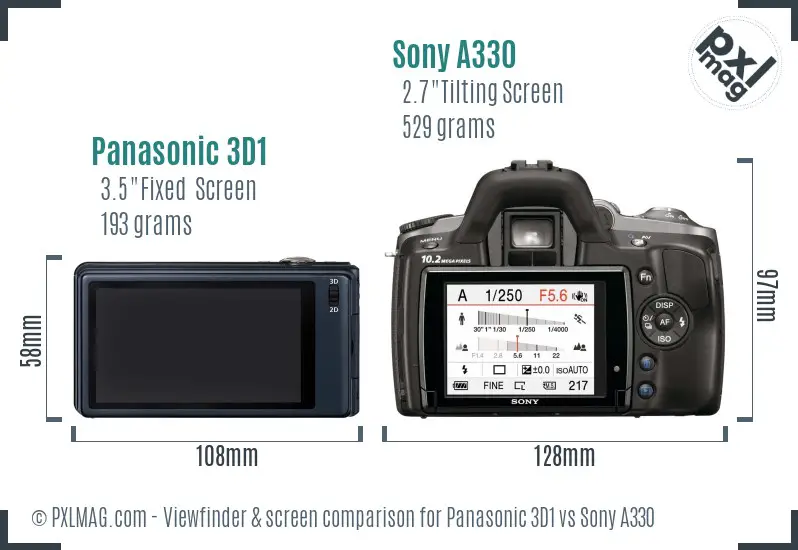 Panasonic 3D1 vs Sony A330 Screen and Viewfinder comparison