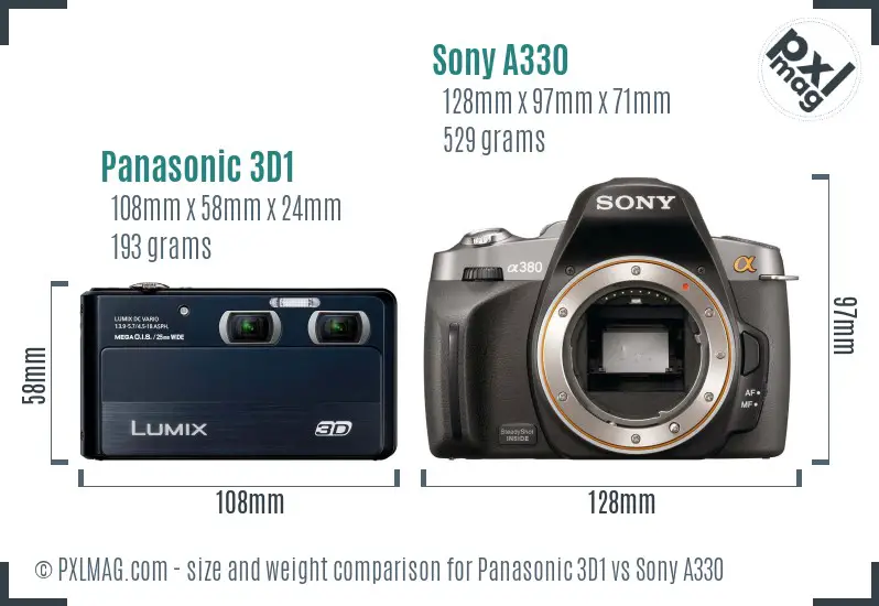 Panasonic 3D1 vs Sony A330 size comparison