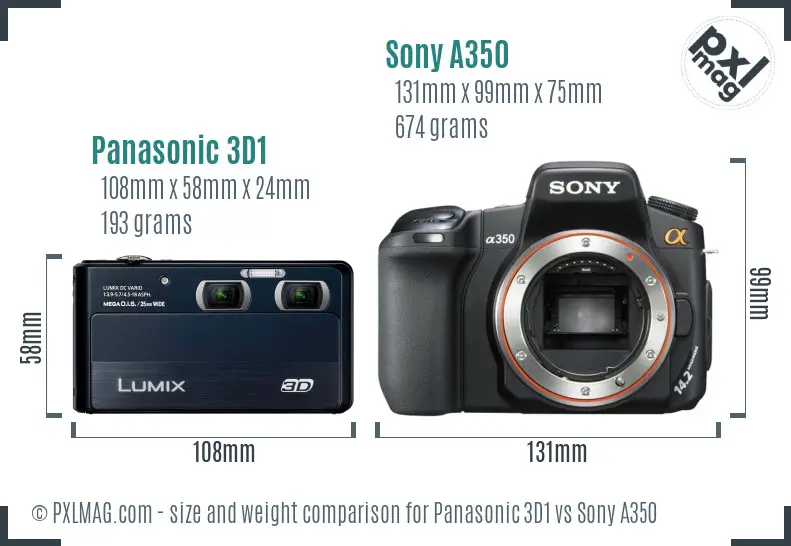 Panasonic 3D1 vs Sony A350 size comparison