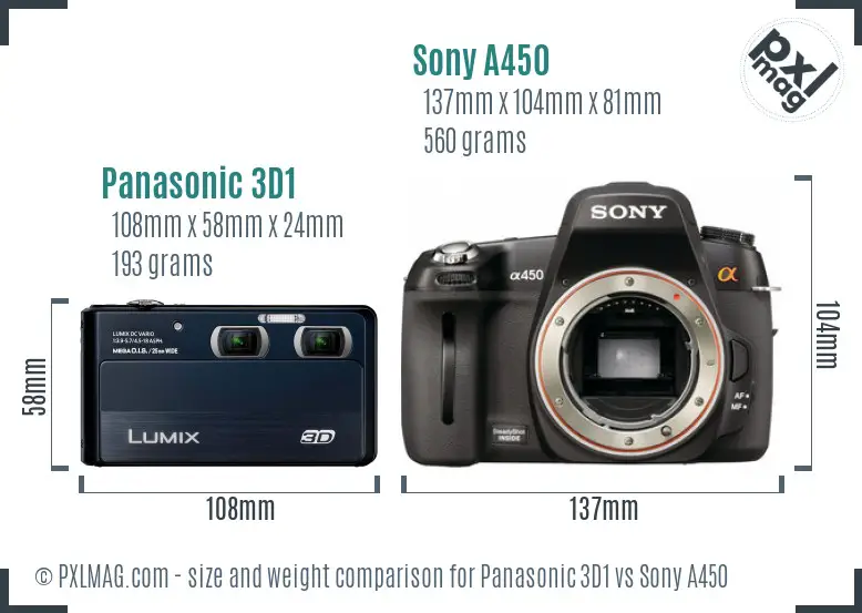 Panasonic 3D1 vs Sony A450 size comparison
