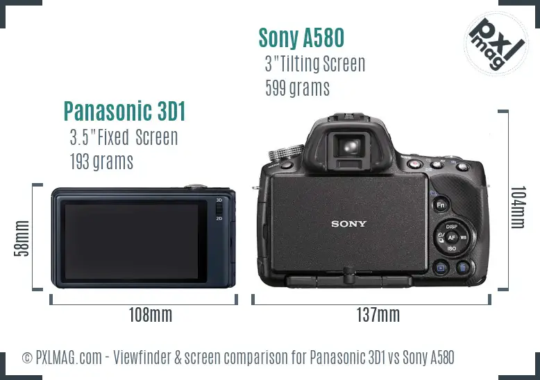 Panasonic 3D1 vs Sony A580 Screen and Viewfinder comparison