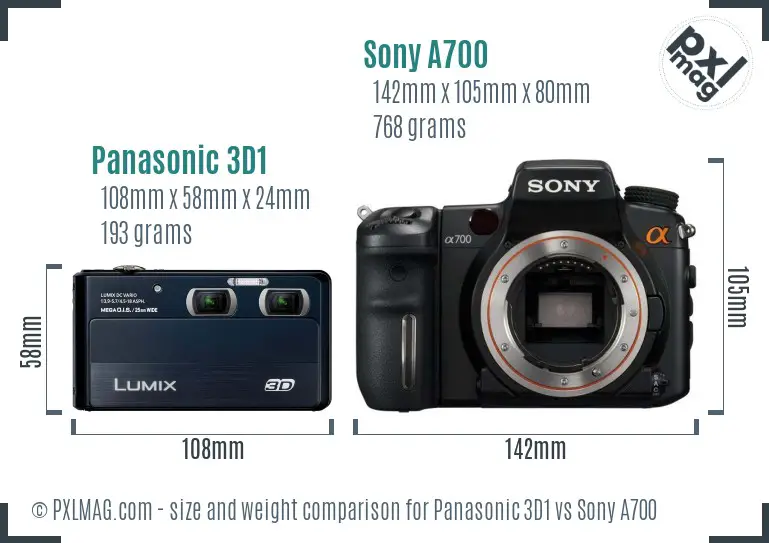 Panasonic 3D1 vs Sony A700 size comparison