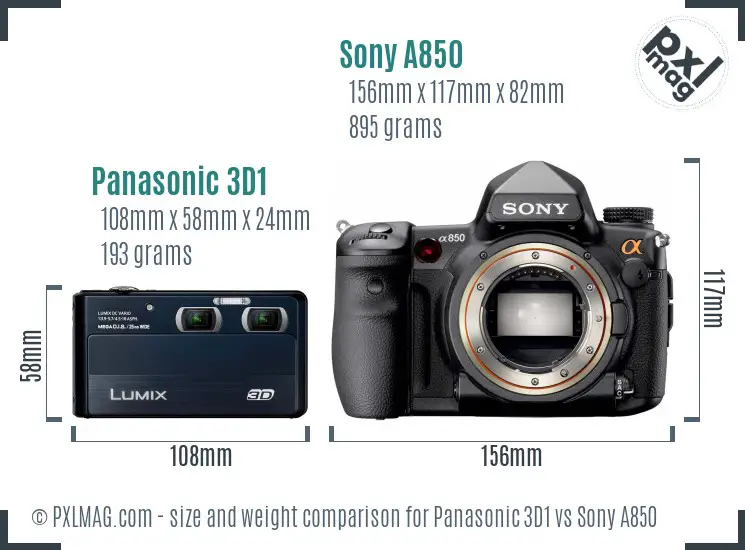 Panasonic 3D1 vs Sony A850 size comparison