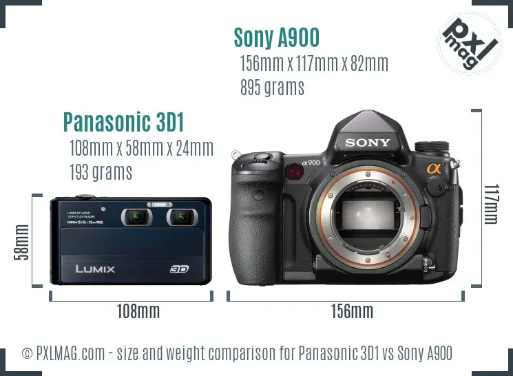 Panasonic 3D1 vs Sony A900 size comparison