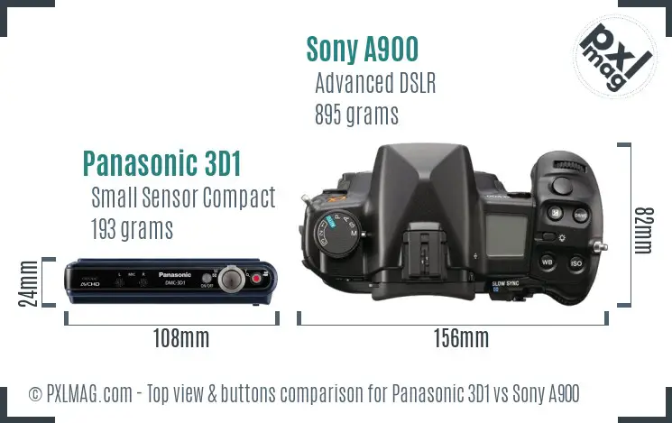 Panasonic 3D1 vs Sony A900 top view buttons comparison