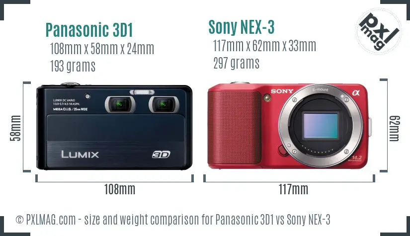 Panasonic 3D1 vs Sony NEX-3 size comparison