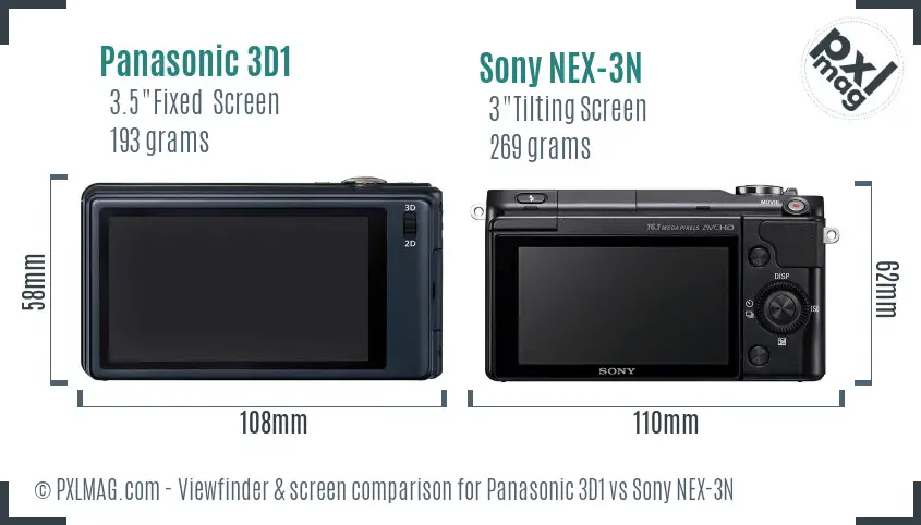 Panasonic 3D1 vs Sony NEX-3N Screen and Viewfinder comparison