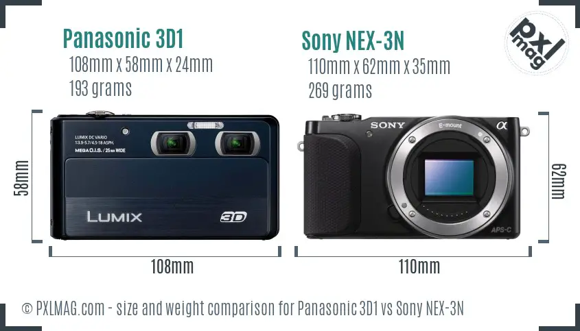 Panasonic 3D1 vs Sony NEX-3N size comparison
