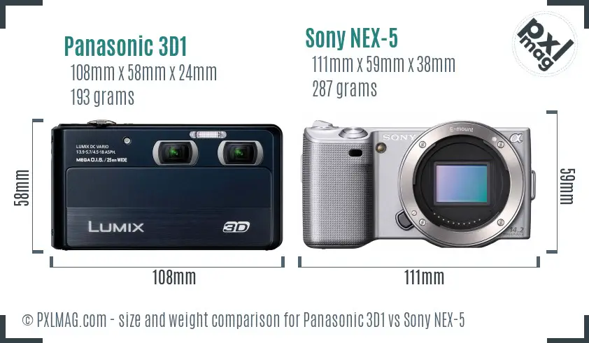 Panasonic 3D1 vs Sony NEX-5 size comparison