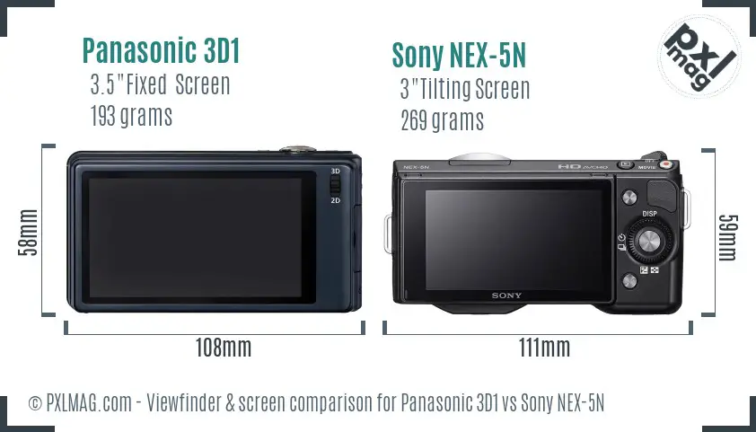 Panasonic 3D1 vs Sony NEX-5N Screen and Viewfinder comparison