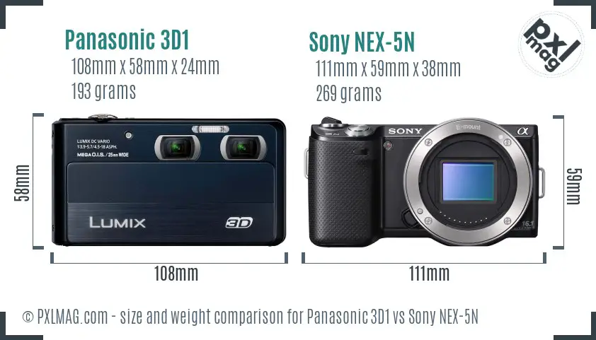 Panasonic 3D1 vs Sony NEX-5N size comparison