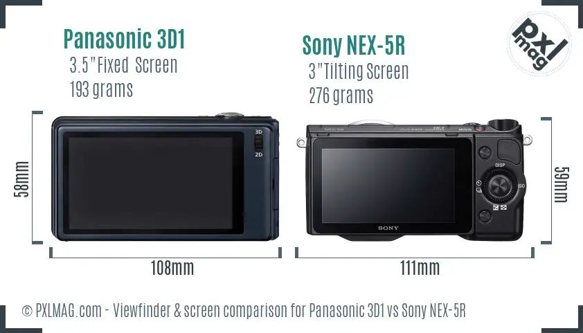 Panasonic 3D1 vs Sony NEX-5R Screen and Viewfinder comparison