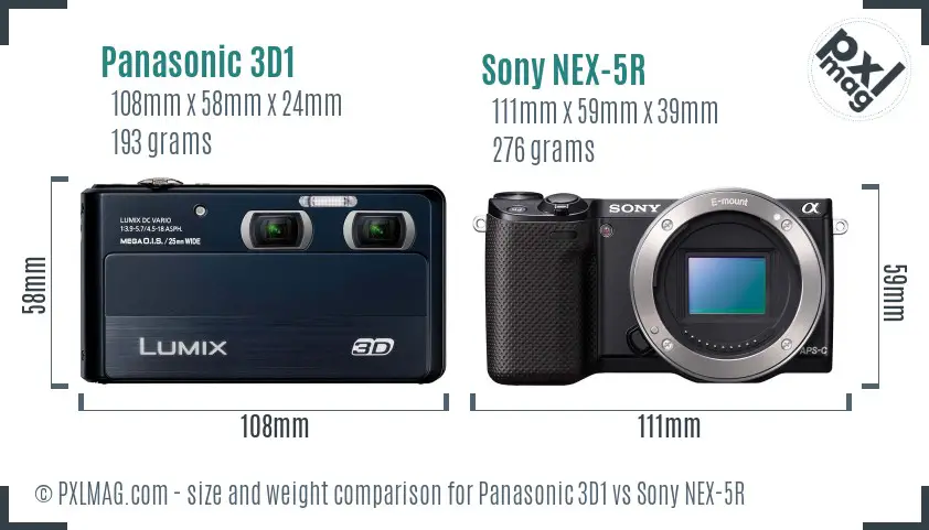 Panasonic 3D1 vs Sony NEX-5R size comparison