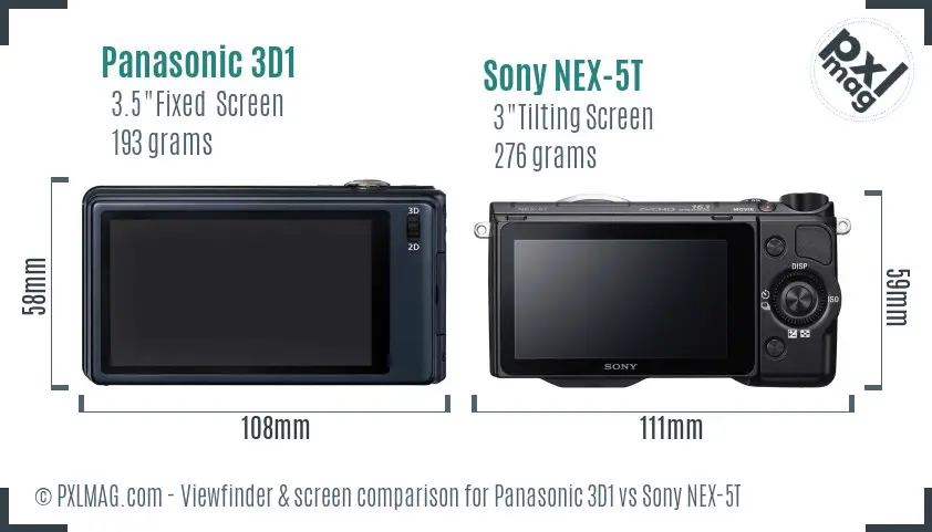 Panasonic 3D1 vs Sony NEX-5T Screen and Viewfinder comparison