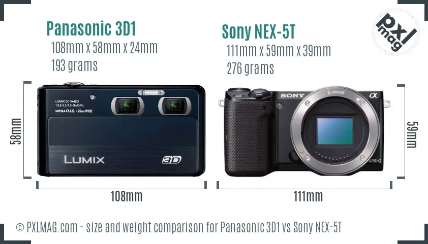 Panasonic 3D1 vs Sony NEX-5T size comparison