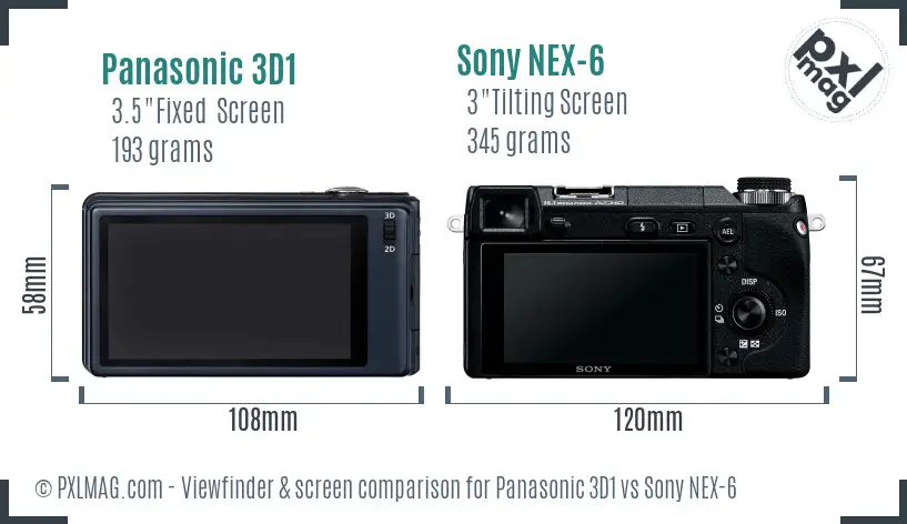Panasonic 3D1 vs Sony NEX-6 Screen and Viewfinder comparison