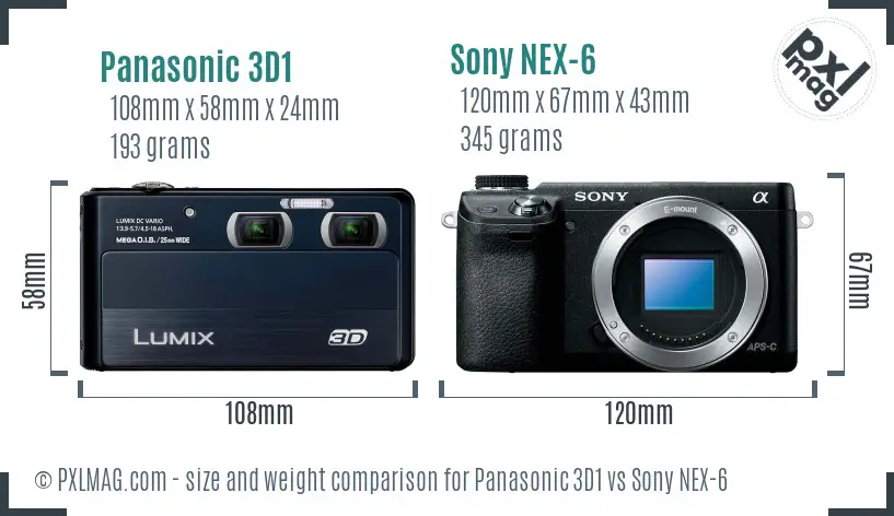 Panasonic 3D1 vs Sony NEX-6 size comparison