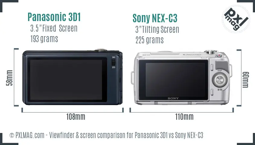 Panasonic 3D1 vs Sony NEX-C3 Screen and Viewfinder comparison