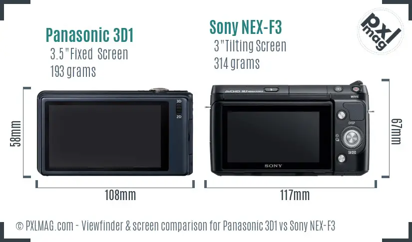 Panasonic 3D1 vs Sony NEX-F3 Screen and Viewfinder comparison