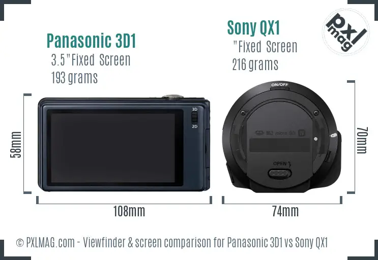 Panasonic 3D1 vs Sony QX1 Screen and Viewfinder comparison