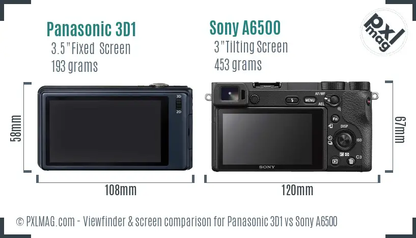 Panasonic 3D1 vs Sony A6500 Screen and Viewfinder comparison