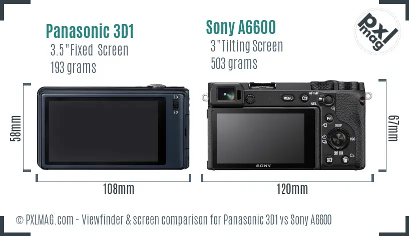 Panasonic 3D1 vs Sony A6600 Screen and Viewfinder comparison