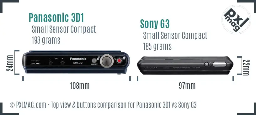 Panasonic 3D1 vs Sony G3 top view buttons comparison