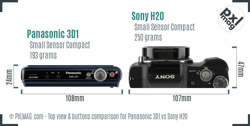 Panasonic 3D1 vs Sony H20 top view buttons comparison