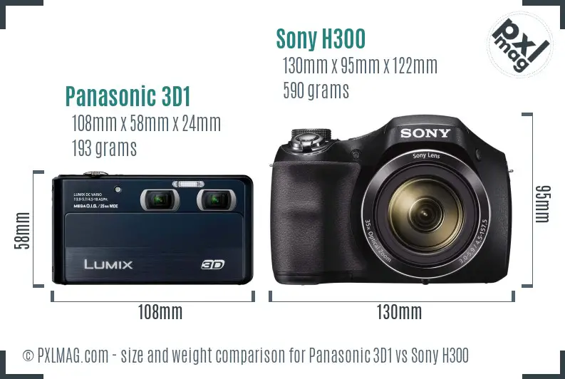 Panasonic 3D1 vs Sony H300 size comparison