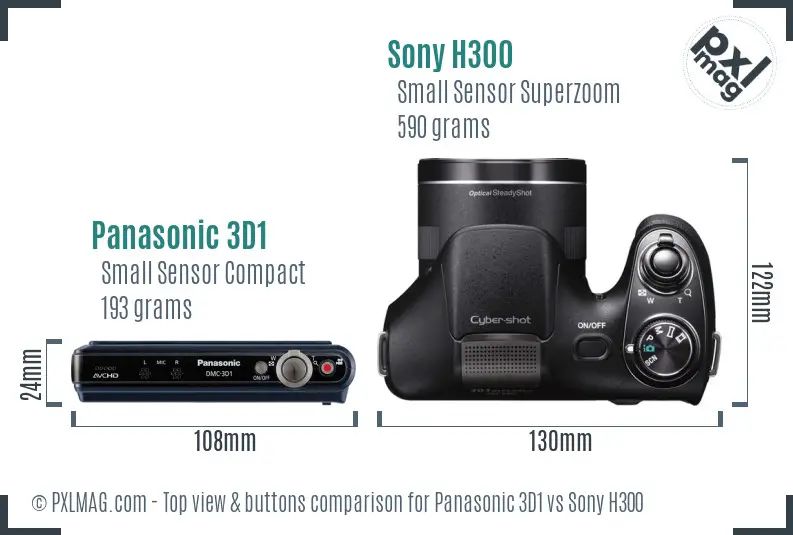 Panasonic 3D1 vs Sony H300 top view buttons comparison