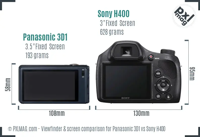 Panasonic 3D1 vs Sony H400 Screen and Viewfinder comparison