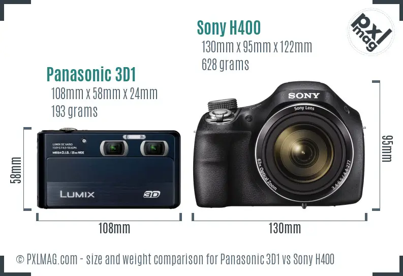 Panasonic 3D1 vs Sony H400 size comparison