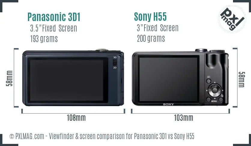 Panasonic 3D1 vs Sony H55 Screen and Viewfinder comparison