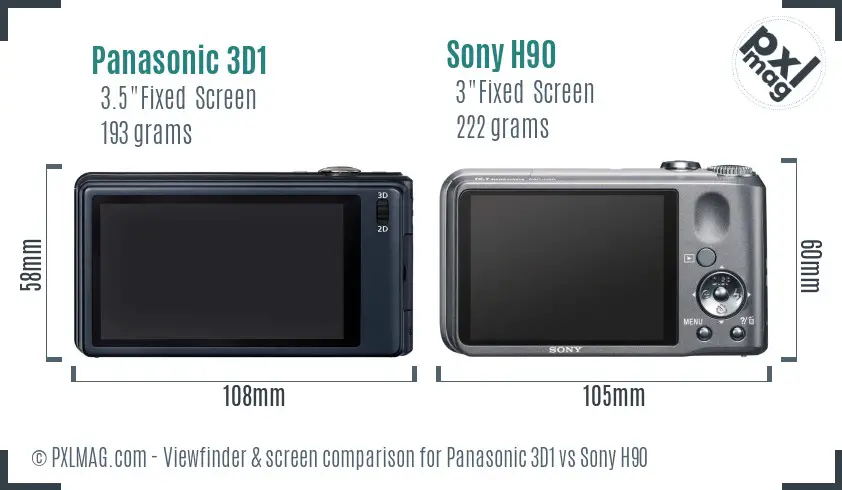 Panasonic 3D1 vs Sony H90 Screen and Viewfinder comparison