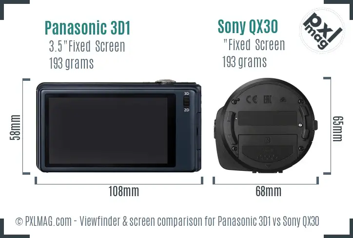 Panasonic 3D1 vs Sony QX30 Screen and Viewfinder comparison