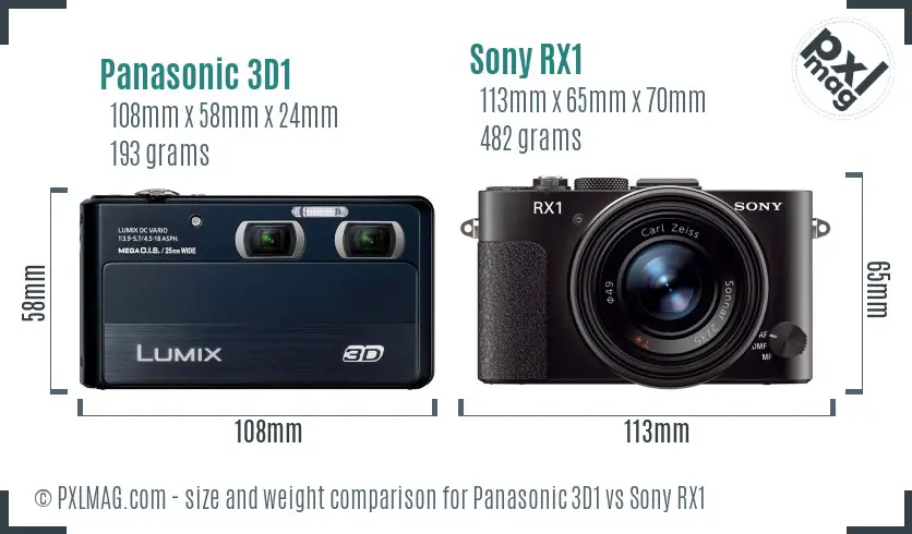 Panasonic 3D1 vs Sony RX1 size comparison