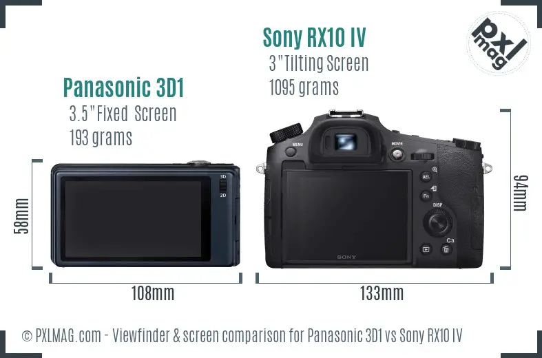 Panasonic 3D1 vs Sony RX10 IV Screen and Viewfinder comparison