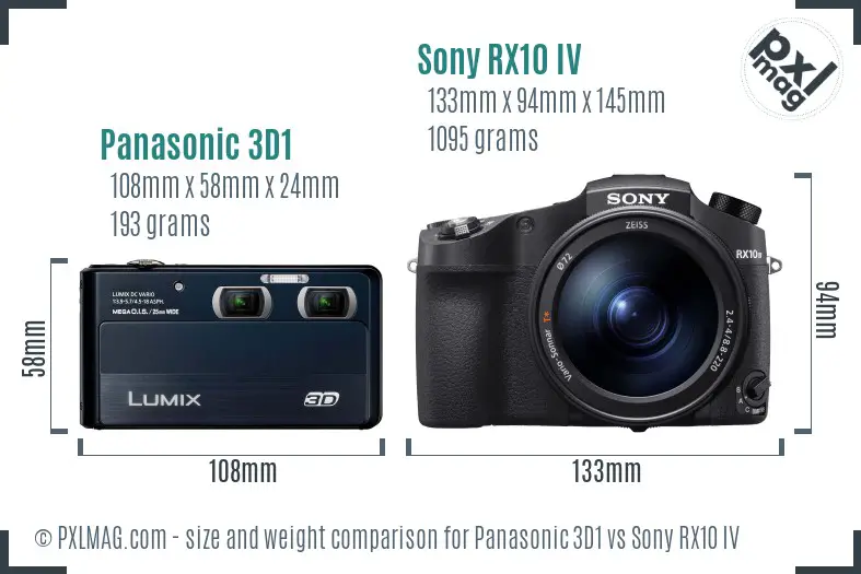 Panasonic 3D1 vs Sony RX10 IV size comparison