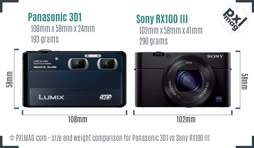 Panasonic 3D1 vs Sony RX100 III size comparison