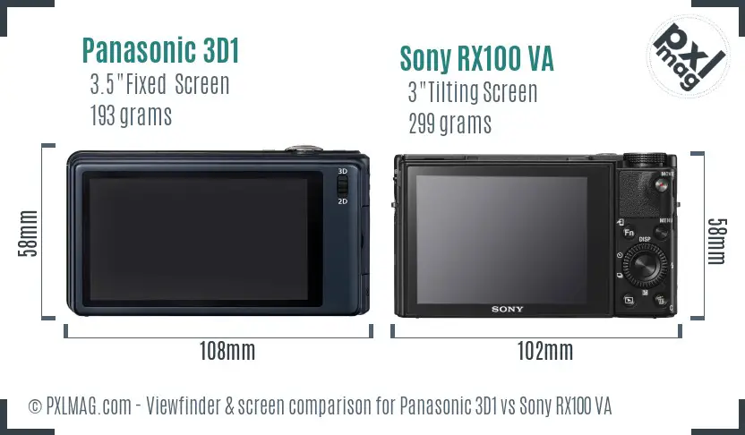 Panasonic 3D1 vs Sony RX100 VA Screen and Viewfinder comparison