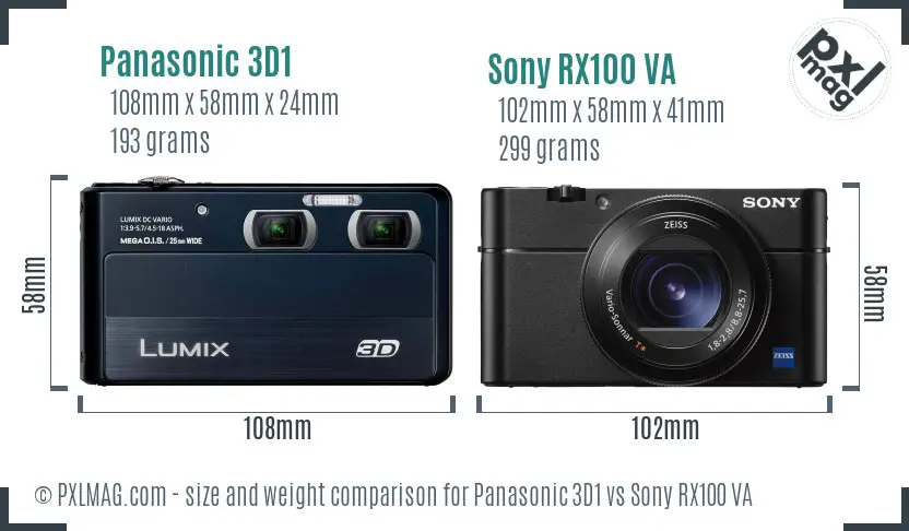 Panasonic 3D1 vs Sony RX100 VA size comparison