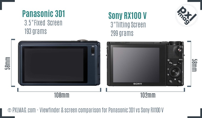 Panasonic 3D1 vs Sony RX100 V Screen and Viewfinder comparison