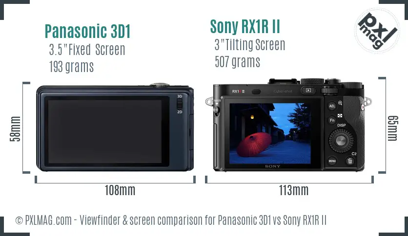 Panasonic 3D1 vs Sony RX1R II Screen and Viewfinder comparison
