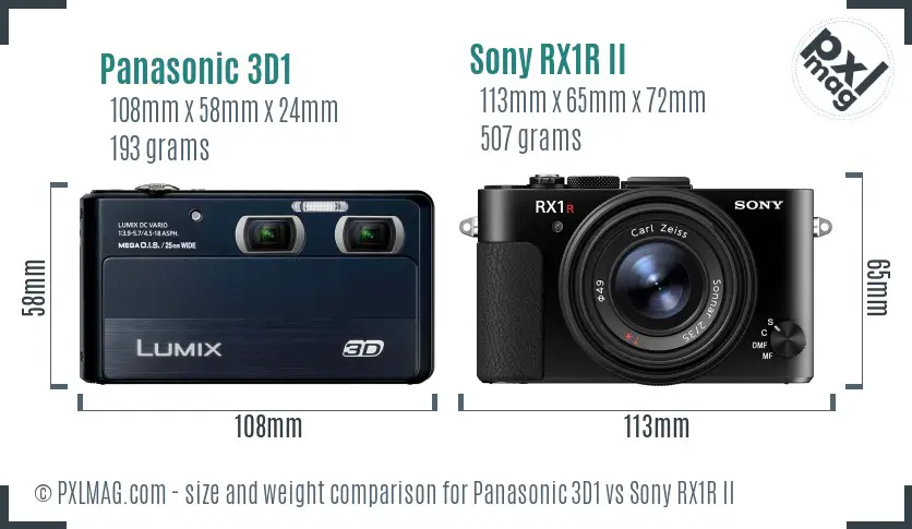 Panasonic 3D1 vs Sony RX1R II size comparison